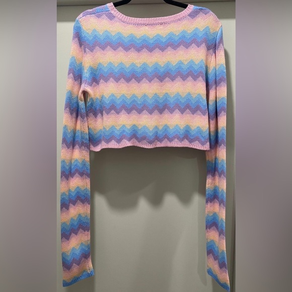 Sugar Thrillz Dolls Kill Follow The Rhythm Rainbow Crop Sweater Top - Picture 4 of 7